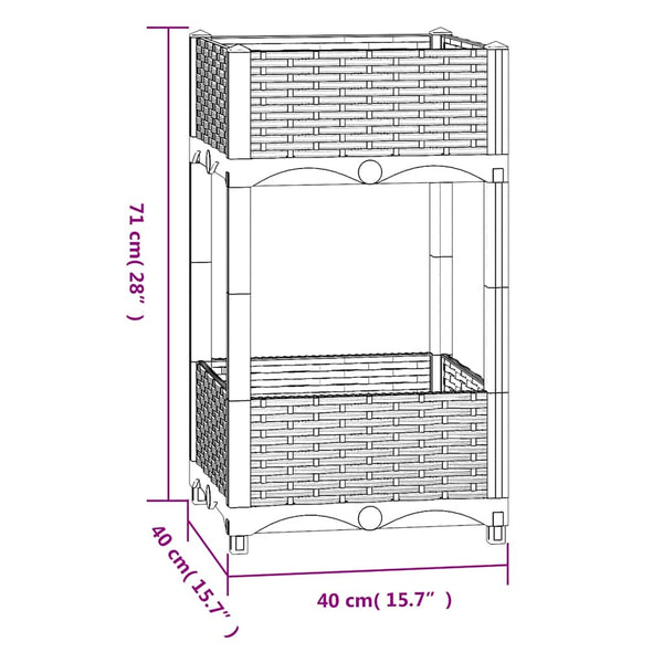 vidaXL Raised Garden Bed 40x40x71 cm Polypropylene