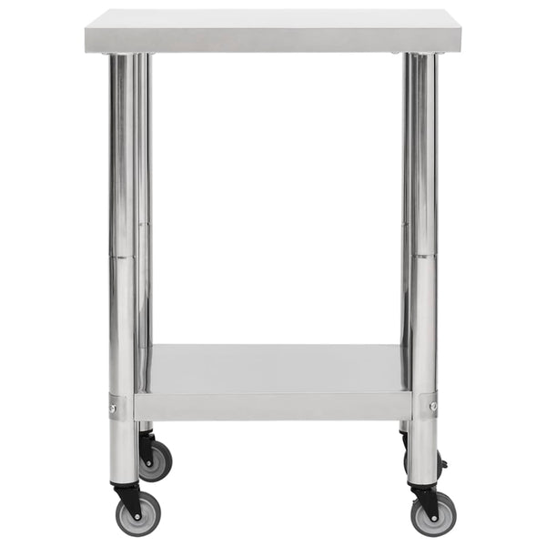 vidaXL Kitchen Workbench with Wheels 60x45x85 cm Stainless Steel
