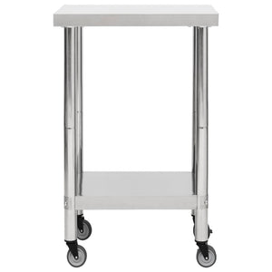 vidaXL Kitchen Prep Table with Casters 60x60x85 cm Stainless Steel