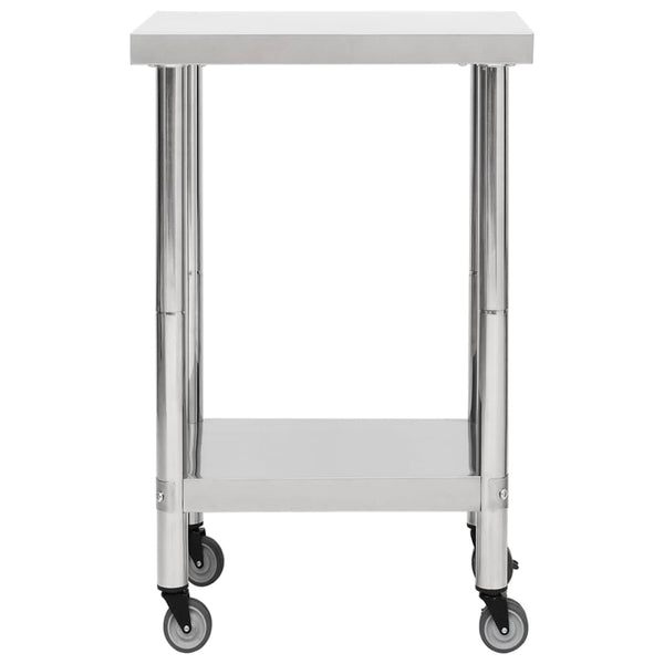 vidaXL Kitchen Prep Table with Casters 60x60x85 cm Stainless Steel