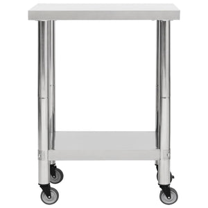 vidaXL Kitchen Prep Table with Wheels 80x45x85 cm Stainless Steel