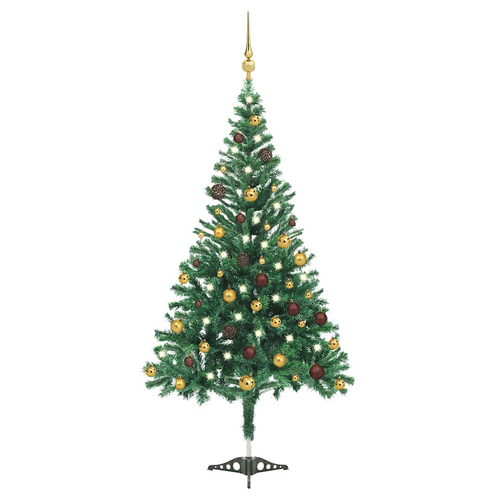 vidaXL Artificial Christmas Tree with Lights and Baubles 210cm 910 Branches