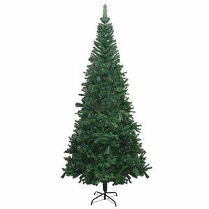 vidaXL Artificial Christmas Tree with Lights and Baubles, L 240 cm, Green
