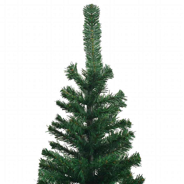 vidaXL Artificial Christmas Tree with Lights and Baubles, L 240 cm, Green