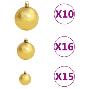 vidaXL Artificial Christmas Tree with Lights and Baubles, L 240 cm, Green