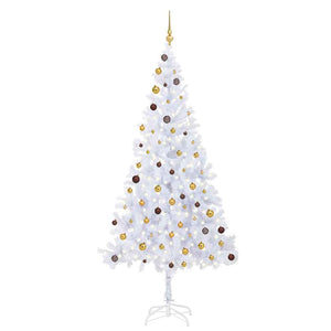 vidaXL Artificial Christmas Tree with Lights and Baubles 210cm 910 Branches