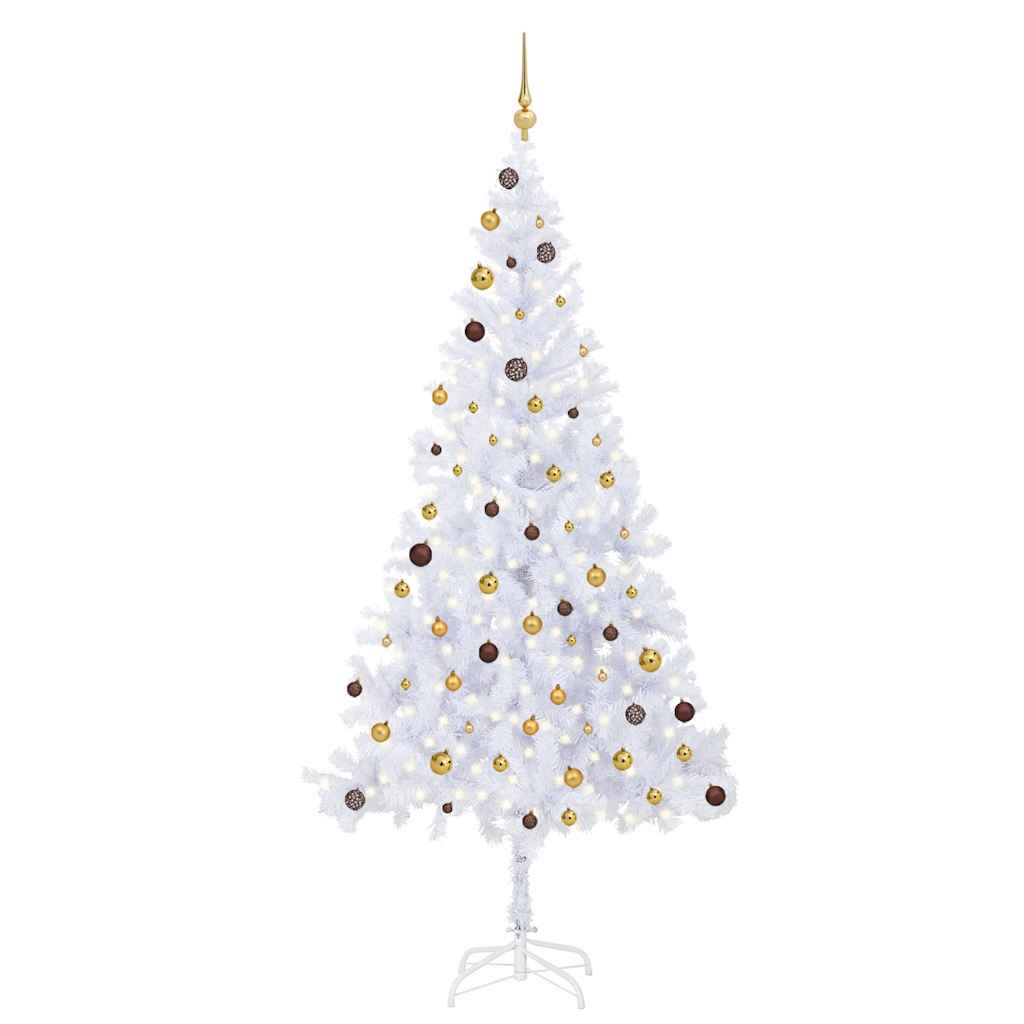 vidaXL Artificial Christmas Tree with Lights and Baubles 210cm 910 Branches