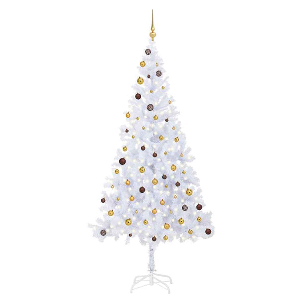 vidaXL Artificial Christmas Tree with Lights and Baubles 210cm 910 Branches