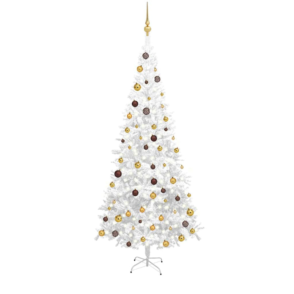vidaXL Artificial Christmas Tree with Lights and Baubles L 240 cm White