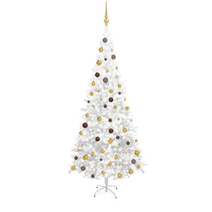 vidaXL Artificial Christmas Tree with Lights and Baubles L 240 cm White