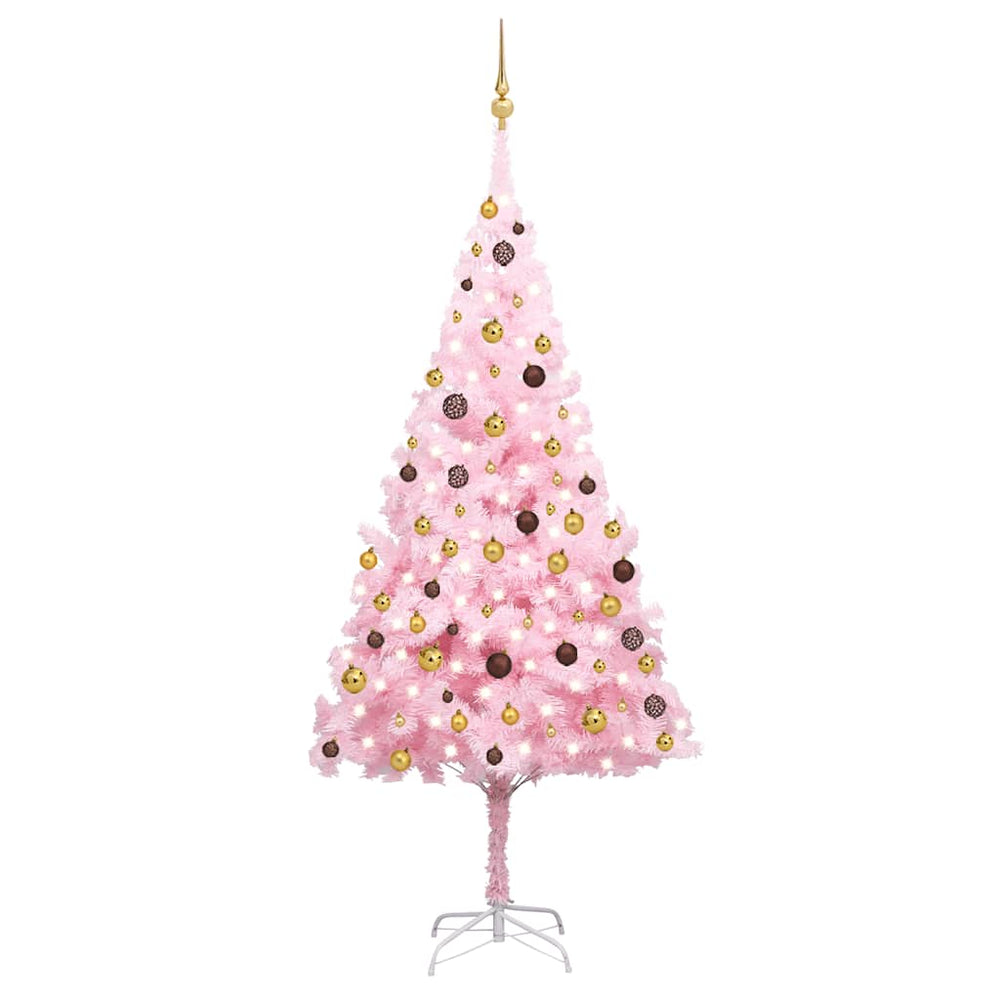 vidaXL Artificial Christmas Tree with Lights & Baubles Pink 240cm