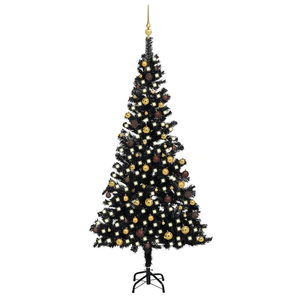 vidaXL Artificial Christmas Tree with Lights & Baubles Black 240 cm