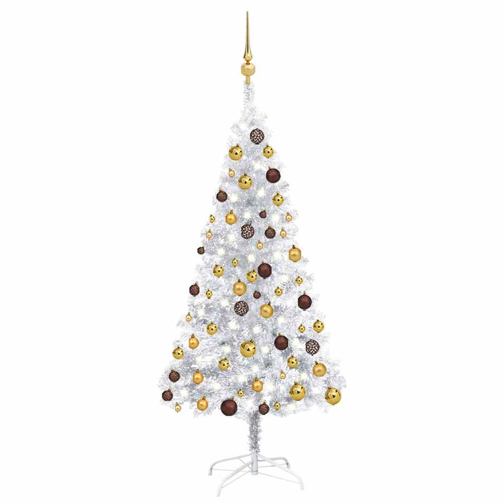 vidaXL Artificial Christmas Tree with Lights & Baubles Silver 150 cm
