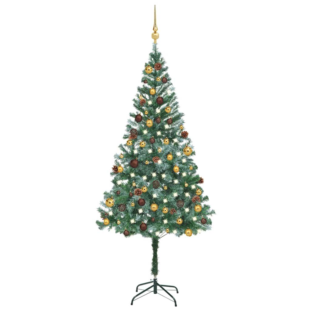 vidaXL Artificial Christmas Tree with Lights, Baubles, Cones, 180 cm