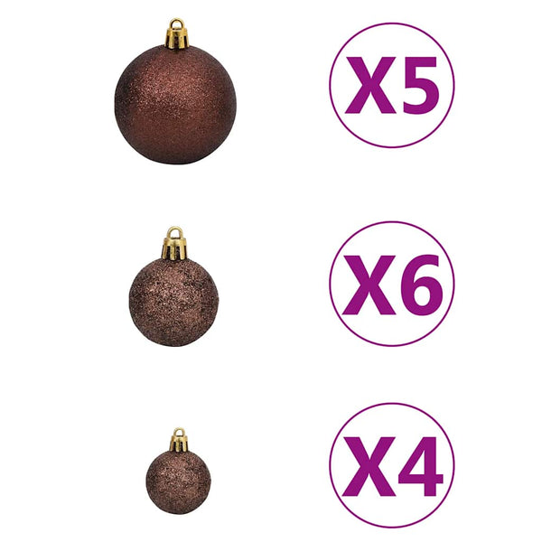 vidaXL Artificial Christmas Tree with Lights, Baubles, Cones, 180 cm