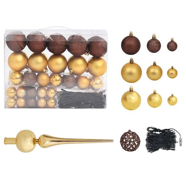 vidaXL Artificial Christmas Tree with Lights, Baubles, Cones, 180 cm