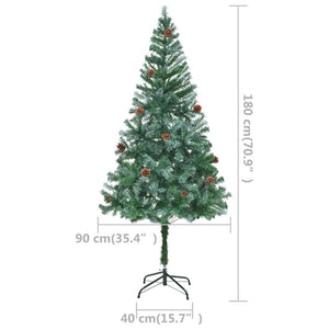 vidaXL Artificial Christmas Tree with Lights, Baubles, Cones, 180 cm