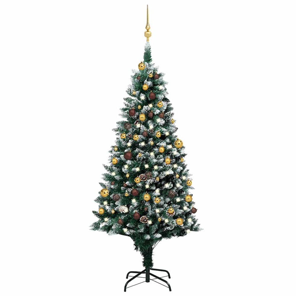 vidaXL Artificial Christmas Tree with LEDs Baubles Cones 180 cm