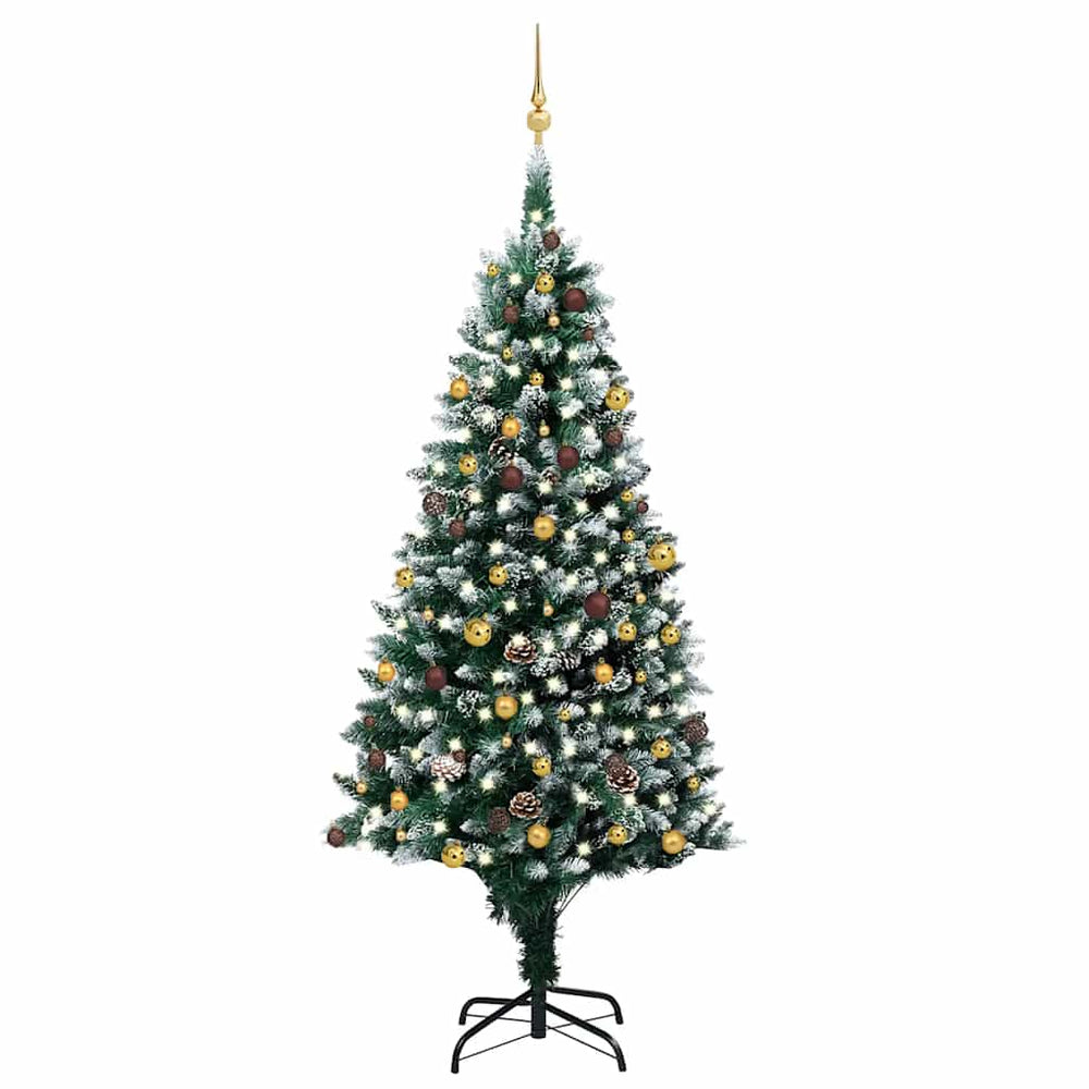 vidaXL Artificial Christmas Tree with LEDs, Baubles, Cones, 240 cm