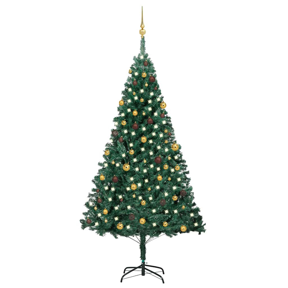 vidaXL Artificial Christmas Tree with Lights & Baubles Green 240 cm
