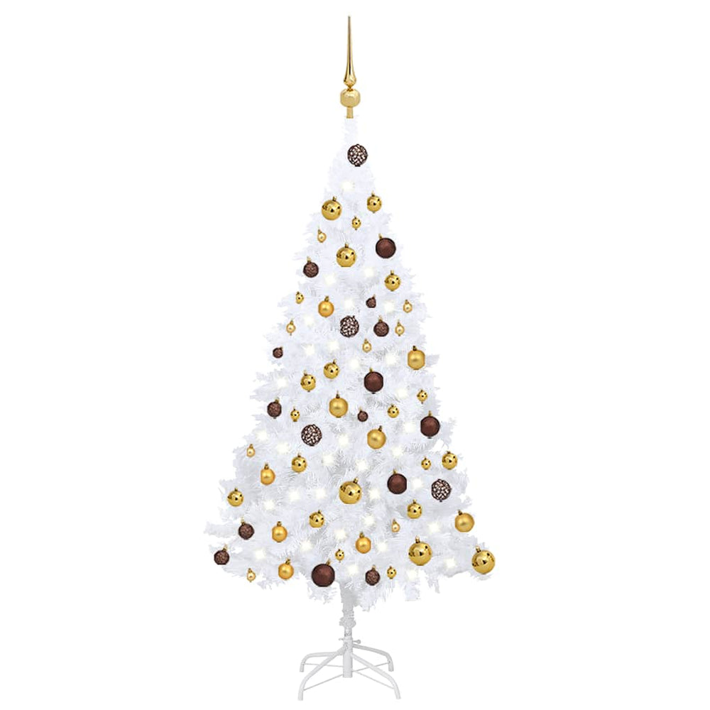 vidaXL Artificial Christmas Tree with Lights & Baubles White 120 cm