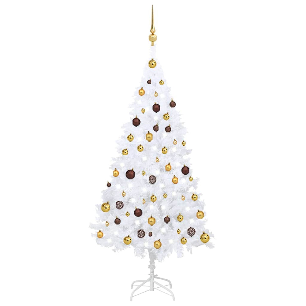 vidaXL Artificial Christmas Tree with Lights & Baubles White 150 cm