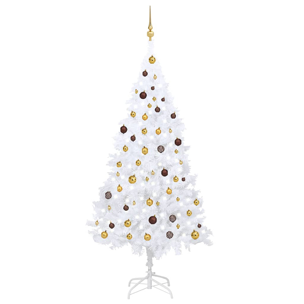 vidaXL Artificial Christmas Tree with Lights & Baubles White 210 cm
