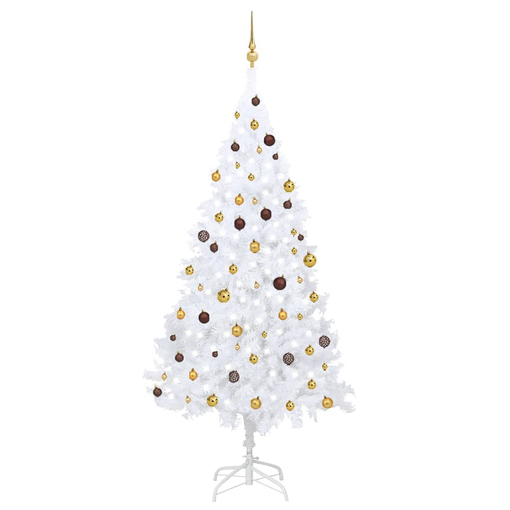 vidaXL Artificial Christmas Tree with Lights & Baubles White 240 cm