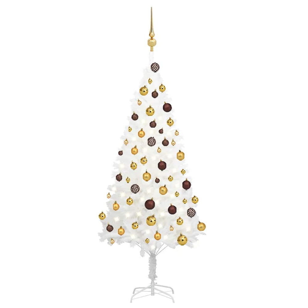 vidaXL Artificial Christmas Tree with Lights & Baubles White 120 cm