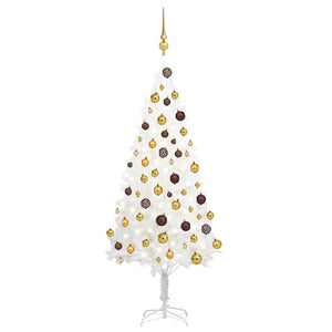 vidaXL Artificial Christmas Tree with Lights & Baubles White 120 cm