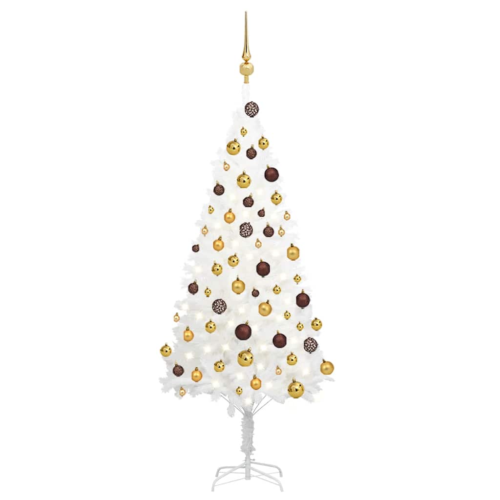 vidaXL Artificial Christmas Tree with Lights & Baubles White 120 cm