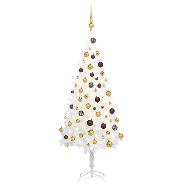 vidaXL Artificial Christmas Tree with Lights & Baubles White 120 cm
