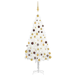 vidaXL Artificial Christmas Tree with Lights & Baubles White 150 cm