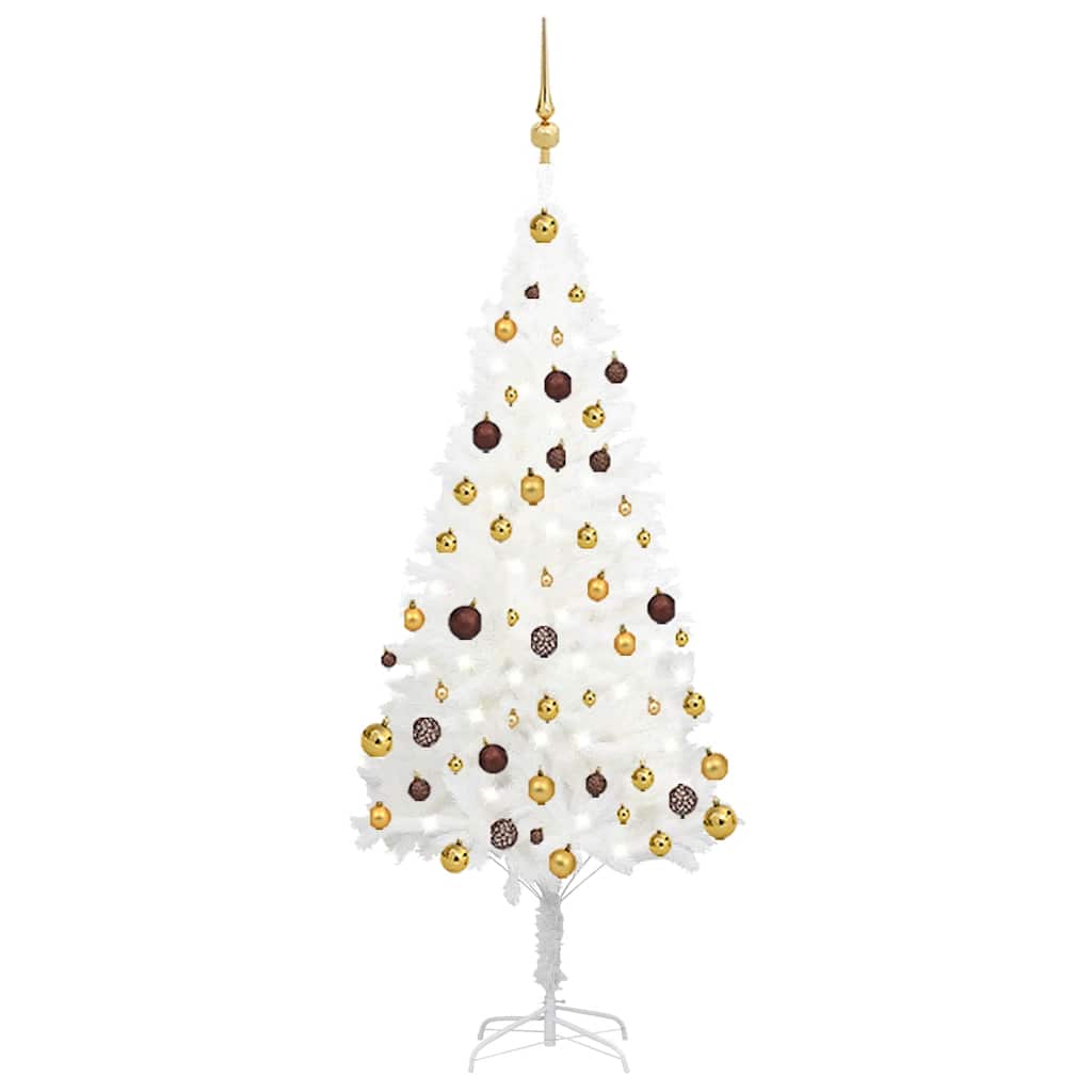 vidaXL Artificial Christmas Tree with Lights & Baubles White 150 cm