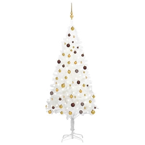 vidaXL Artificial Christmas Tree with Lights & Baubles White 210 cm
