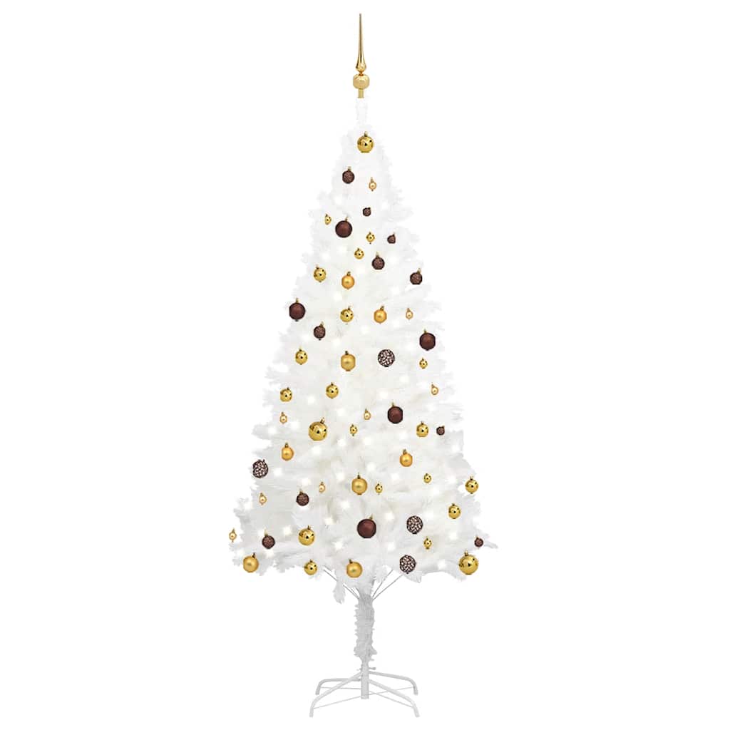 vidaXL Artificial Christmas Tree with Lights & Baubles White 210 cm
