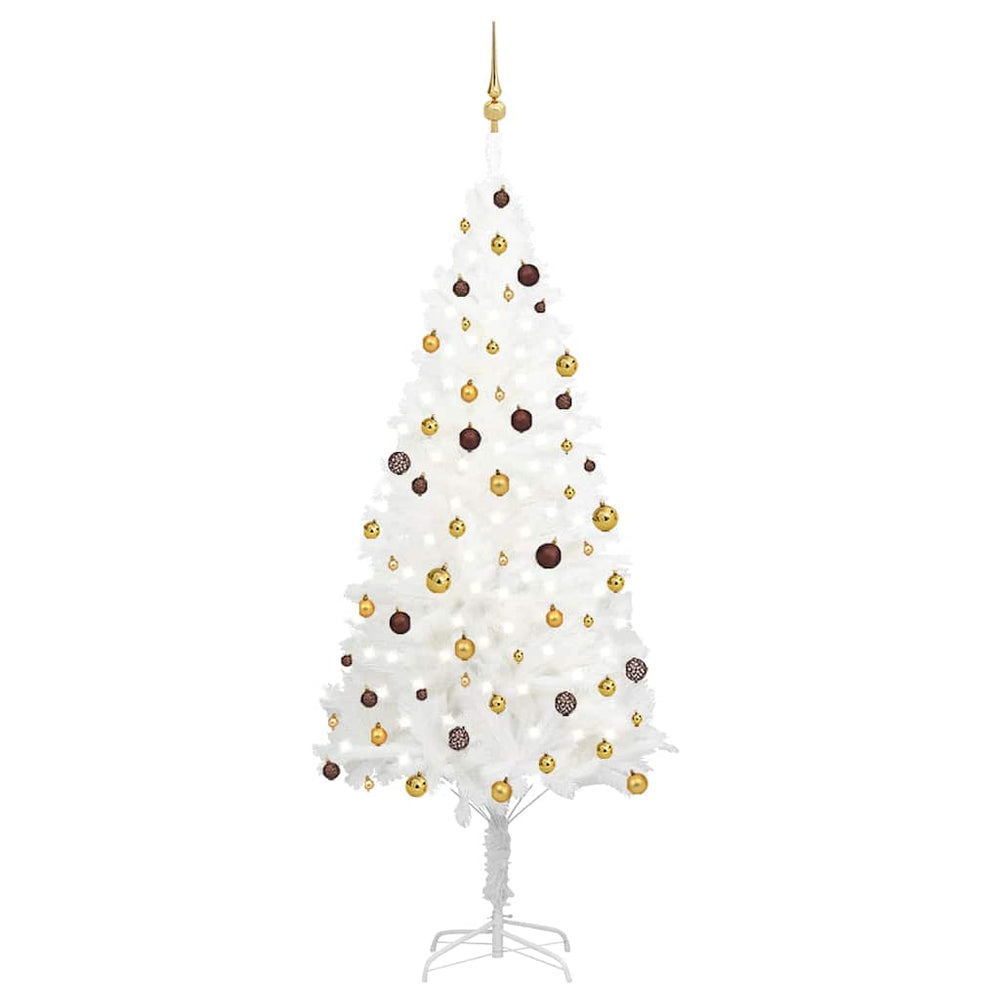 vidaXL Artificial Christmas Tree with Lights & Baubles White 240 cm
