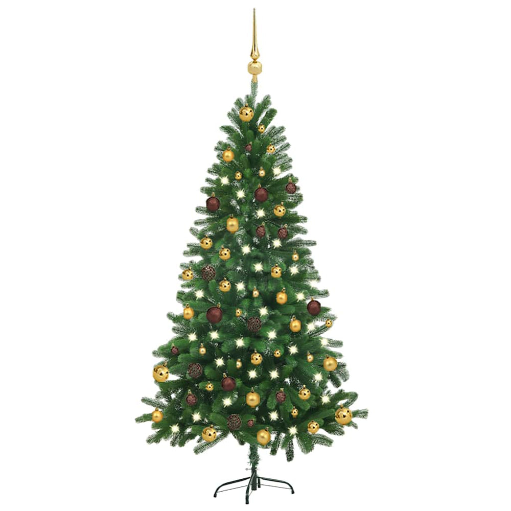 vidaXL Artificial Christmas Tree with Lights & Baubles 150 cm Green