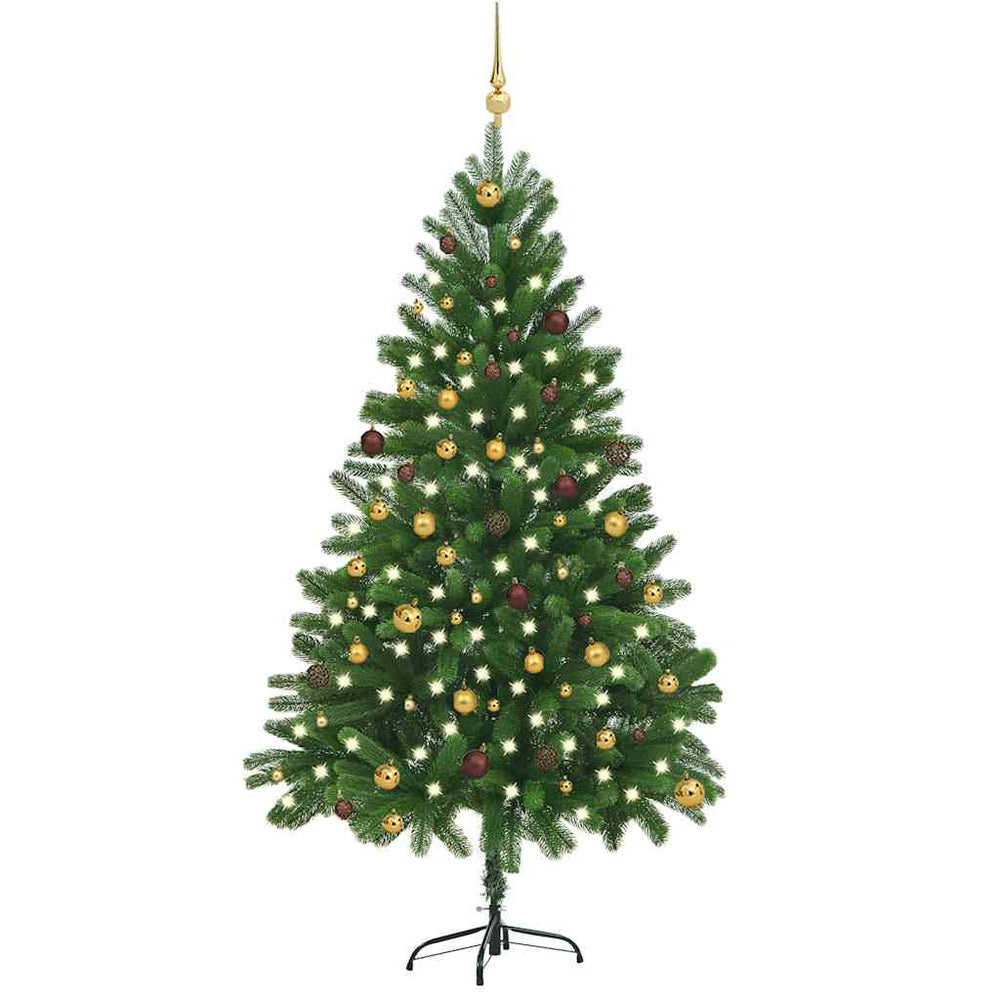 vidaXL Artificial Christmas Tree with Lights and Baubles 210 cm Green