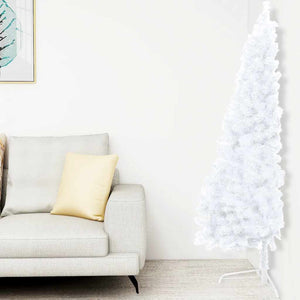 vidaXL Artificial Half Christmas Tree with Lights and Baubles White 150 cm