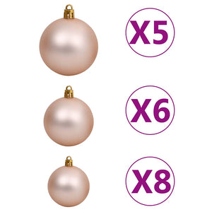 vidaXL Artificial Half Christmas Tree with Lights and Baubles White 150 cm
