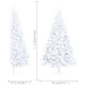 vidaXL Artificial Half Christmas Tree with Lights and Baubles White 150 cm