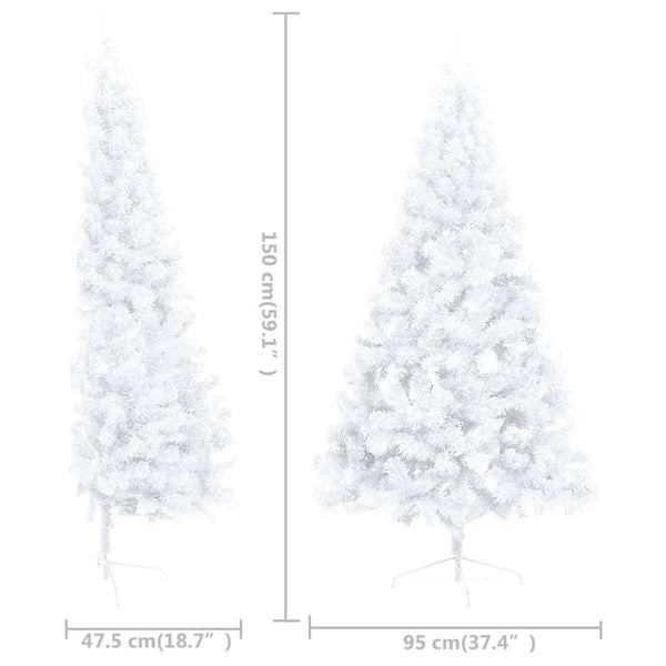 vidaXL Artificial Half Christmas Tree with Lights and Baubles White 150 cm