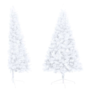 vidaXL Artificial Half Christmas Tree with Lights and Baubles White 150 cm
