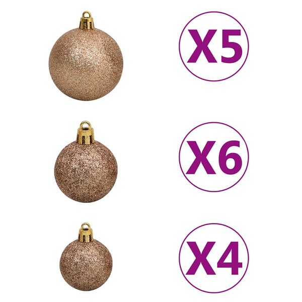 vidaXL Artificial Half Christmas Tree with Lights and Baubles White 150 cm