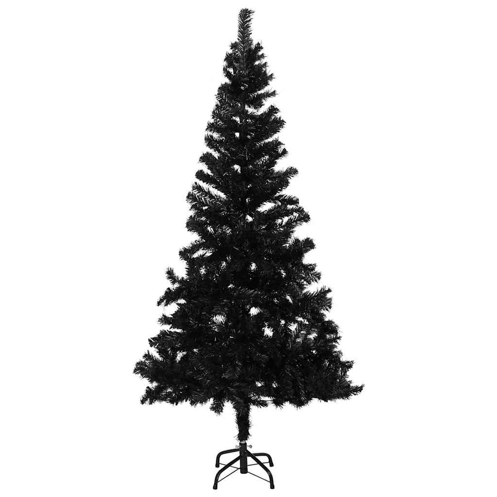 vidaXL Artificial Christmas Tree with Lights and Baubles Black 180 cm