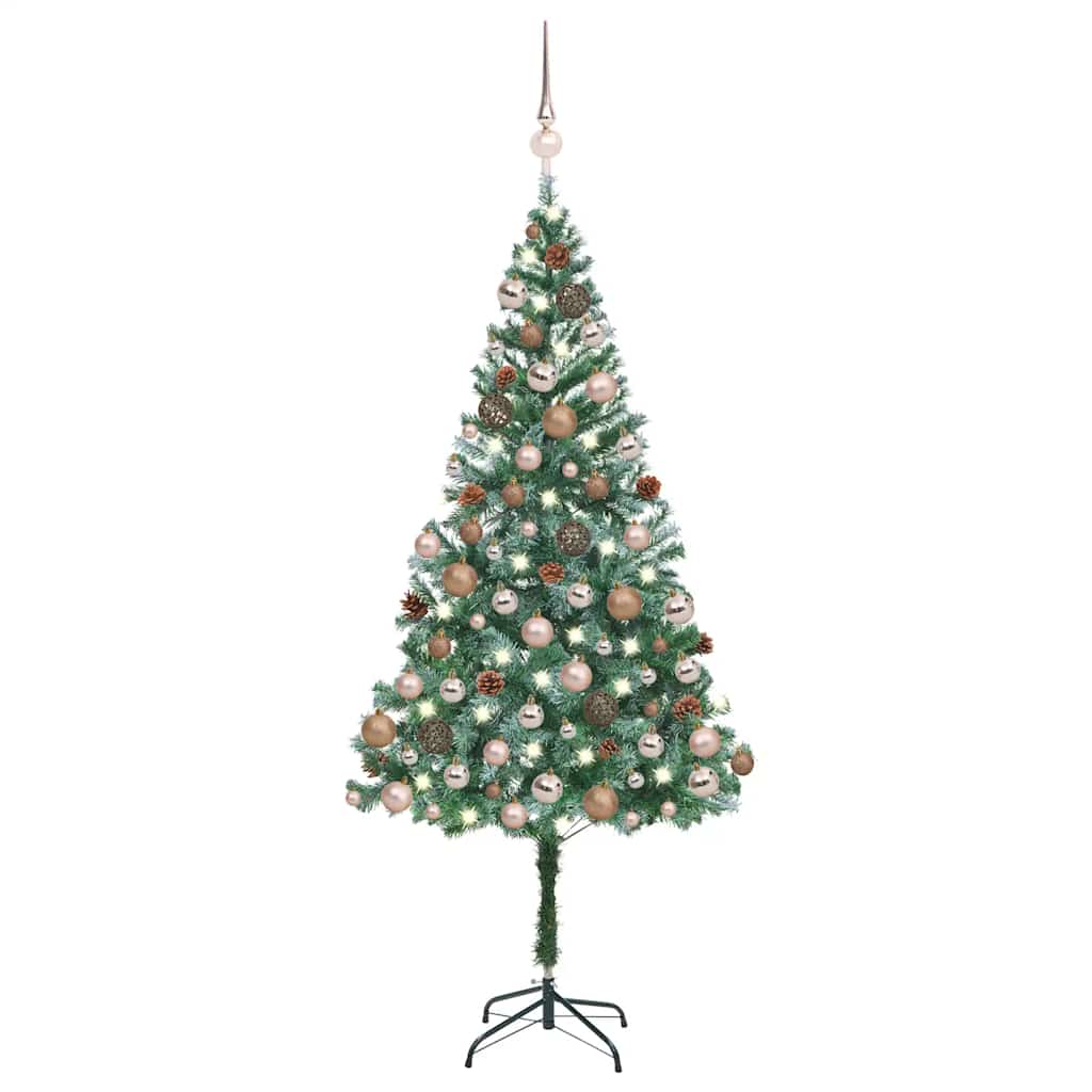 vidaXL Artificial Christmas Tree with Lights, Baubles, Cones, 180 cm