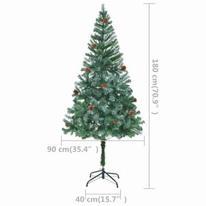 vidaXL Artificial Christmas Tree with Lights, Baubles, Cones, 180 cm