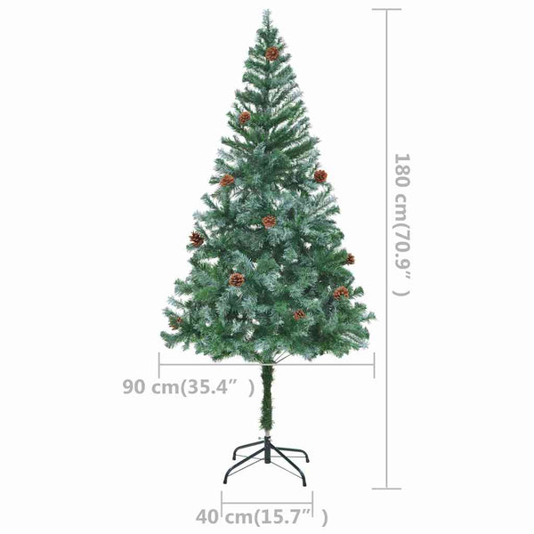 vidaXL Artificial Christmas Tree with Lights, Baubles, Cones, 180 cm