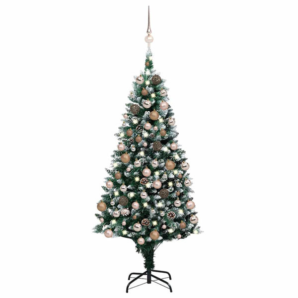 vidaXL Artificial Christmas Tree with LEDs Baubles Cones 180 cm